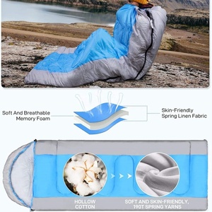 Nuevo acogedor retráctil impermeable compacto algodón seda Niño 3 estaciones sobre forma saco de dormir para acampar al aire libre - Product Image 4