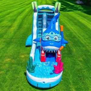 Tobogán Acuático Inflable con Diseño <span class=keywords><strong>de</strong></span> Tiburón, Ecológico, Precio <span class=keywords><strong>de</strong></span> Fábrica, Castillo Hinchable para Fiestas <span class=keywords><strong>de</strong></span> Verano en el Patio Trasero, Capacidad <span class=keywords><strong>de</strong></span> 200-500 kg - Product Image 2