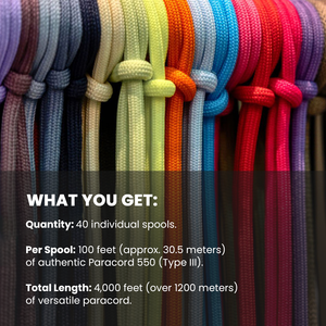 Reino Unido Paquete Mega Ultimate de Paracord 550, 40 Rollos de 100 Pies Cada Uno, ENVÍO GRATUITO, Paracord 100% Nailon Tipo III de 4mm con 40 Colores - Product Image 4
