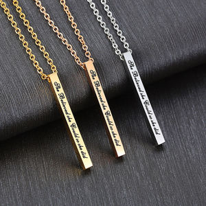 Unisex stile minimalista su misura collana in acciaio inox con placcatura in <span class=keywords><strong>oro</strong></span> inciso <span class=keywords><strong>parole</strong></span> incoraggianti e barra verticale - Product Image 1