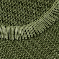 Set de table rond bohème style ferme avec pompons, texture lin vert, pour la décoration intérieure