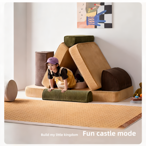 <span class=keywords><strong>Divano</strong></span> Letto Modulare per Bambini Stile Crema, Design a Blocchi, Pieghevole, Sfoderabile e Lavabile, per Soggiorno e Camera da Letto - Product Image 1