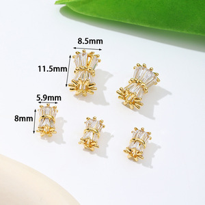 18K Gold-Plated Brass <strong>Bead</strong> Caps Zircon Through-Hole Slim-Waist Design Crystal <strong>Bracelet</strong>/Necklace DIY Jewelry Finding for Necklace - Product Image 2