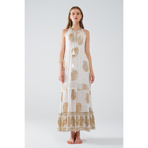 Vestido Maxi Boho de Chifón con Estampado de Flores Doradas - Product Image 6