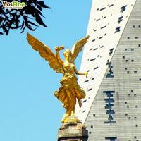 Grande statue d'ange de la victoire en bronze, sculpture en métal finition dorée pour la décoration extérieure de jardin