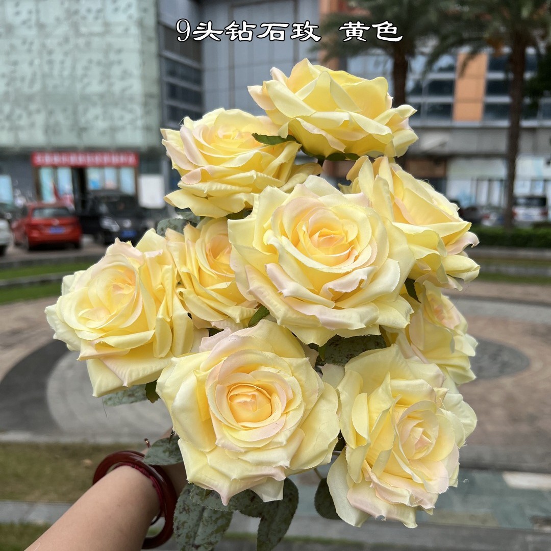 9 têtes diamant rose jaune