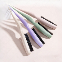 Peigne à perruque démêlant personnalisé brosse à queue pointue brosse à cheveux anti-frisottis paille de blé + poils de sanglier en nylon lilas
