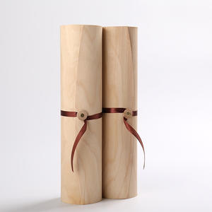 Boîte d'emballage cylindrique en bois de <span class=keywords><strong>bouleau</strong></span> à placage de peau souple, tube rond, pour bouteille de vin cadeau - Product Image 1