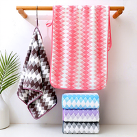 Ensemble de serviettes de bain LONGREN en polaire corail épaissi à motif losanges, absorbant, sans peluches, doux pour le visage, pour adultes et usage domestique