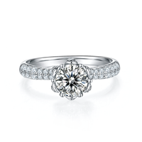 Bagues en diamant pour femmes en gros pour fiançailles Argent sterling 925 D VVS 1ct Bague en moissanite