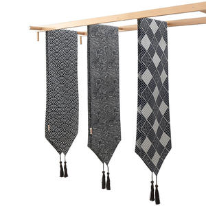 Nappe de table <span class=keywords><strong>en</strong></span> <span class=keywords><strong>lin</strong></span> <span class=keywords><strong>et</strong></span> coton de style japonais, motif quadrillé, tapis de thé, nappe vintage zen, set de table pour dîner à la maison - Product Image 4