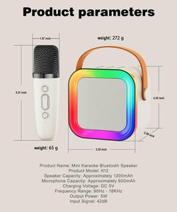 Mini Altavoz Karaoke Portátil con Bluetooth, Micrófono Dual Integrado, Altavoz Inalámbrico Bluetooth para Karaoke en Casa - Product Image 5