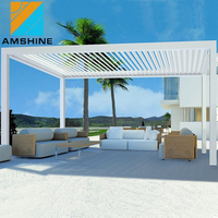 Bahçe alüminyum motorlu pergola kitleri ile LED ışıkları ve ekran koruyucu
