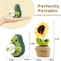 Figurines positives en laine au crochet, produits finis, boîte cadeau pomme de terre tournesol, ornement de plante en pot, figurine, cadeau fait main