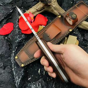 Couteau de survie en acier inoxydable personnalisable de haute qualité, manche en bois, longueur totale 280 mm, épaisseur 6 mm, pour le camping en plein air et le bricolage - Product Image 4