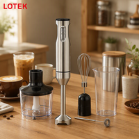 Mixeur Plongeant Électrique Multifonctionnel en Acier Inoxydable Personnalisable, 21 Vitesses, 4 Lames, 1001-1500W, à Bouton Poussoir, Portatif