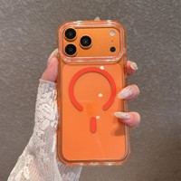 Casing Ponsel Transparan Magnetik Lucu untuk iPhone 18 13 14 15 16 17 Pro Max, Pelindung Belakang Mewah Anti Benturan