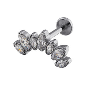 Eternal Meterl – Piercing Labret en titane, 7 pierres marquise filetées à l'intérieur, piercing corporel, bijoux - Product Image 2