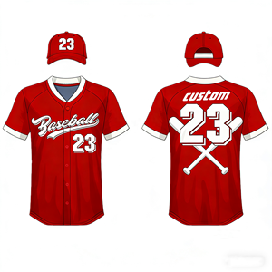Ensemble de maillots de baseball rouge et blanc pour femmes, sublimation numérique sur toute la surface, chemises de baseball personnalisées, boutons, surdimensionné - Product Image 1