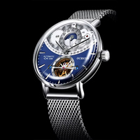 Montre de luxe pour hommes, montre de sport et d'affaires, bracelet en maille d'acier inoxydable doré, cadran à aiguilles mécaniques automatiques, montre-bracelet