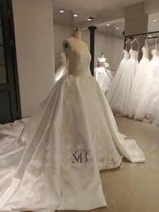 فستان زفاف ميلي برايدل MQW02253 بتصميم ملكي منتفخ مع ذيل منفصل وأكمام منفصلة ورباط وتطريز كامل باللؤلؤ على الطراز الدبي - Product Image 6