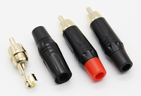 Conector de enchufe de audio y video RCA macho Lotus Jack electroforesis de chapado negro con cabeza chapada en oro