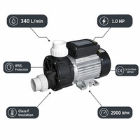 Pompe de bain à hydromassage 1 CV, sans marque, interrupteur pneumatique OEM, prise UE 50 mm, pieds en aluminium, 220 V, pompe à eau pour spa et bain à remous, étiquette neutre