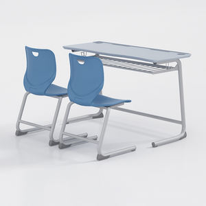 Vente en gros d'usine, table pour étudiants universitaires, mobilier scolaire, pupitre double avec deux chaises pour salle de classe - Product Image 2