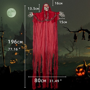 Fantasma colgante de Halloween, cadena roja aterradora, sonido luminoso, accesorios de fantasma para decoraciones de fiesta de casa embrujada - Product Image 4