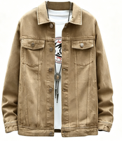 Veste en jean décontractée tendance pour hommes pour le printemps et l'automne style délavé avec vestes en jean