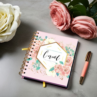 Échantillon gratuit planificateur d'amour de soi à spirale avec logo personnalisé A5 A4 format 100 feuilles à couverture rigide carnet de notes Journal intime couverture en papier parfaite