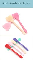 Pinceau applicateur de masque en silicone souple double tête en forme d'ours mignon, couleurs macaron variées, pour le nettoyage des points noirs