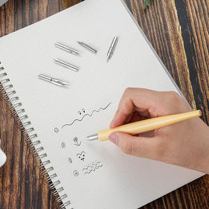 Kalligrafie-Tauchstift-Set mit 5 austauschbaren Metallspitzen und Vintage-Holzgriff für künstlerisches englisches Comic-Zeichnen - Product Image 3