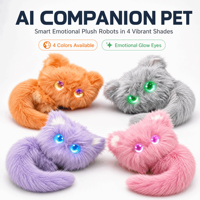 Robot en peluche AI Compagnon émotionnel, chat moelleux aux yeux lumineux colorés, avec fonction de chat vocal, jouet pour enfants pour l'heure du coucher, vente en gros