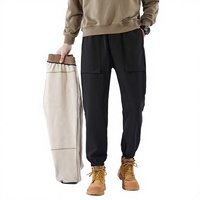 Pantalon cargo pour homme doublé polaire, chaud et épais pour l'hiver, jogging thermique décontracté, pantalon de survêtement doublé sherpa noir