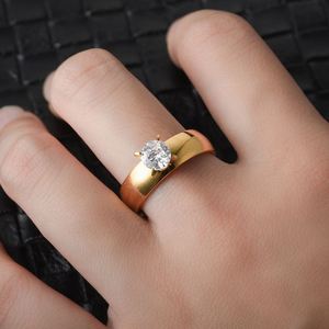 Anillo De Acero Inoxidable Titanium Steel <b>Couple</b> <b>Ring</b> Gold Plated Zirconia Wedding <b>Ring</b> Stainless Steel Inlaid Zircon Lover <b>Ring</b> - Product Image 5