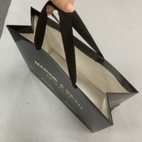 Luxury Paper Shopping Bag Custom Logo High-End Matte Black/White Cardboard Bag with Ribbon Handle Wedding Retail Gift Packaging