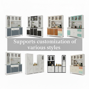 Mueble de Cocina Compacto y Moderno de Acero <span class=keywords><strong>con</strong></span> Estantes Ajustables, Alacena Metálica para <span class=keywords><strong>Apartamentos</strong></span> Pequeños y Estudios - Product Image 5