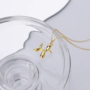 925 Sterling Silver 18K Gold Fine Jewelry Unique Dog Shape Pendant Necklace For Women