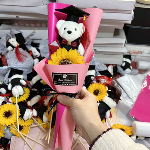 Ramo <span class=keywords><strong>de</strong></span> Muñecos <span class=keywords><strong>de</strong></span> Graduación para <span class=keywords><strong>Doctor</strong></span> y Licenciado, con Girasol y <span class=keywords><strong>Rosa</strong></span> <span class=keywords><strong>de</strong></span> Tallo Único, Oso <span class=keywords><strong>de</strong></span> Dibujos Animados, Regalo para el Día del Maestro - Product Image 5