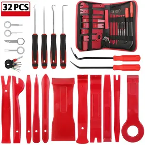 Kit Reparasi Mobil Isi 32 Buah, Set Kotak Peralatan Mobil, Kit Perbaikan Pengupas Pintu Radio Otomatis