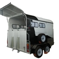 Remorque de transport inclinée pour 2 chevaux, idéale pour le camping, le transport de bétail et les courses hippiques en extérieur