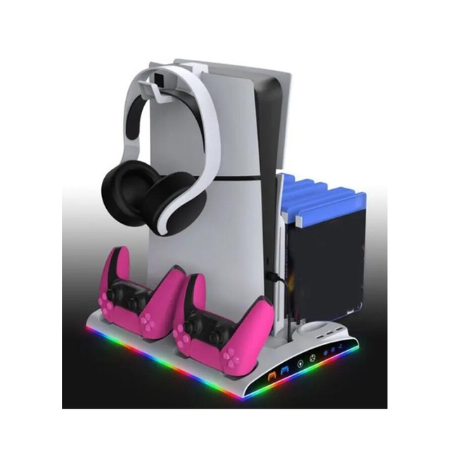Vertical Stand Charging Station for Play Station 5 for PS5 Slim Console Controller Charger Cooling Stand Charging Dock Base