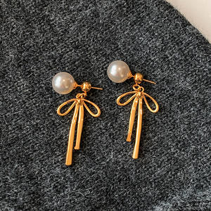 Pendientes de Plata de Ley S925 con Cinta de Perlas de Shi Jia, Estilo Fresco, para Mujer, Accesorio Elegante de Alta Gama - Product Image 4