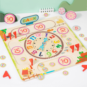 Montessori Horloge <span class=keywords><strong>de</strong></span> banque en bois Puzzle <span class=keywords><strong>de</strong></span> <span class=keywords><strong>ferme</strong></span> millionnaire Jeux <span class=keywords><strong>de</strong></span> société Aides éducatifs Jouets pour enfants Garçons Filles - Product Image 4