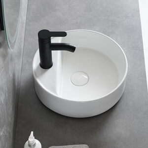 Lavabo en céramique économique, blanc brillant, rond, petit, à poser sur comptoir, pour meuble <span class=keywords><strong>de</strong></span> salle <span class=keywords><strong>de</strong></span> bain - Product Image 2