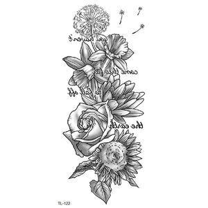 BXTAT adesivi TL121-TL126 tatuaggio temporaneo nero rosa cervo girasole Taraxacum farfalla angelo luna animale Totem materiale di carta - Product Image 2