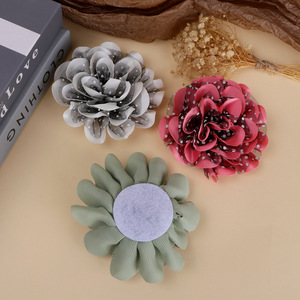 Broches de flores de chifón con lunares, hechos a mano, DIY, para el cabello, zapatos, sombreros, bolsos, accesorios, decoración de moda unisex - Product Image 4