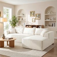 Canapé modulaire compressé avec chaise longue, assise profonde, canapé nuage en chenille à mémoire de forme, sans structure, pour salon