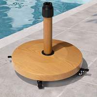 Base de parasol rond populaire avec roues pour extérieur, support décoratif pour piscine et balcon, motif bois, robuste, en béton